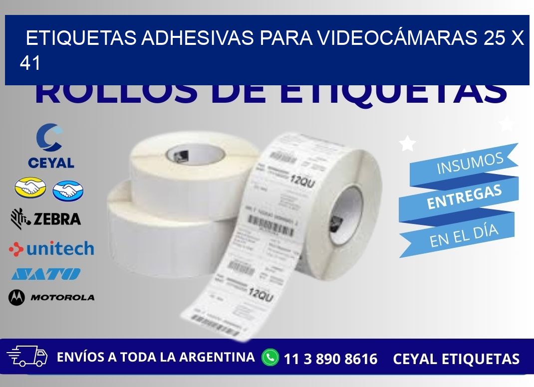 ETIQUETAS ADHESIVAS PARA VIDEOCÁMARAS 25 x 41