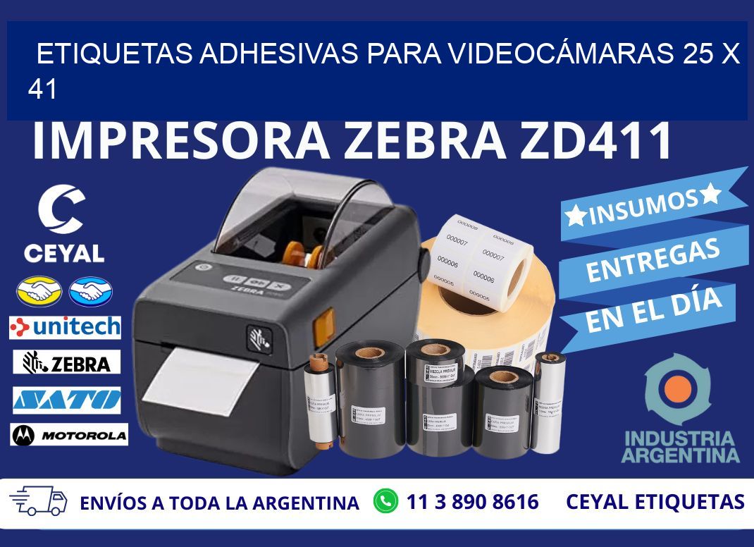 ETIQUETAS ADHESIVAS PARA VIDEOCÁMARAS 25 x 41