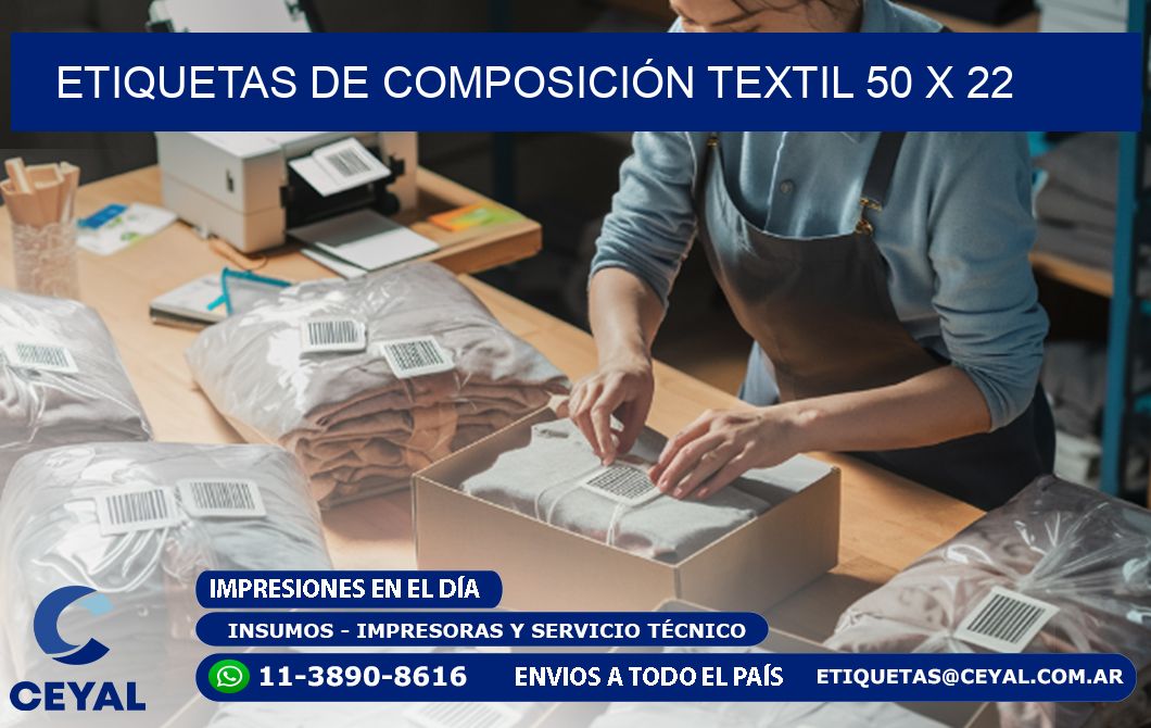 ETIQUETAS DE COMPOSICIÓN TEXTIL 50 x 22