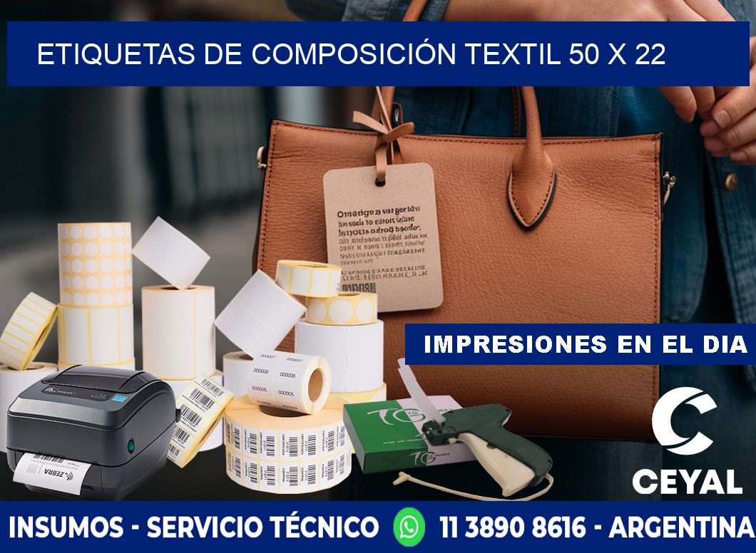 ETIQUETAS DE COMPOSICIÓN TEXTIL 50 x 22