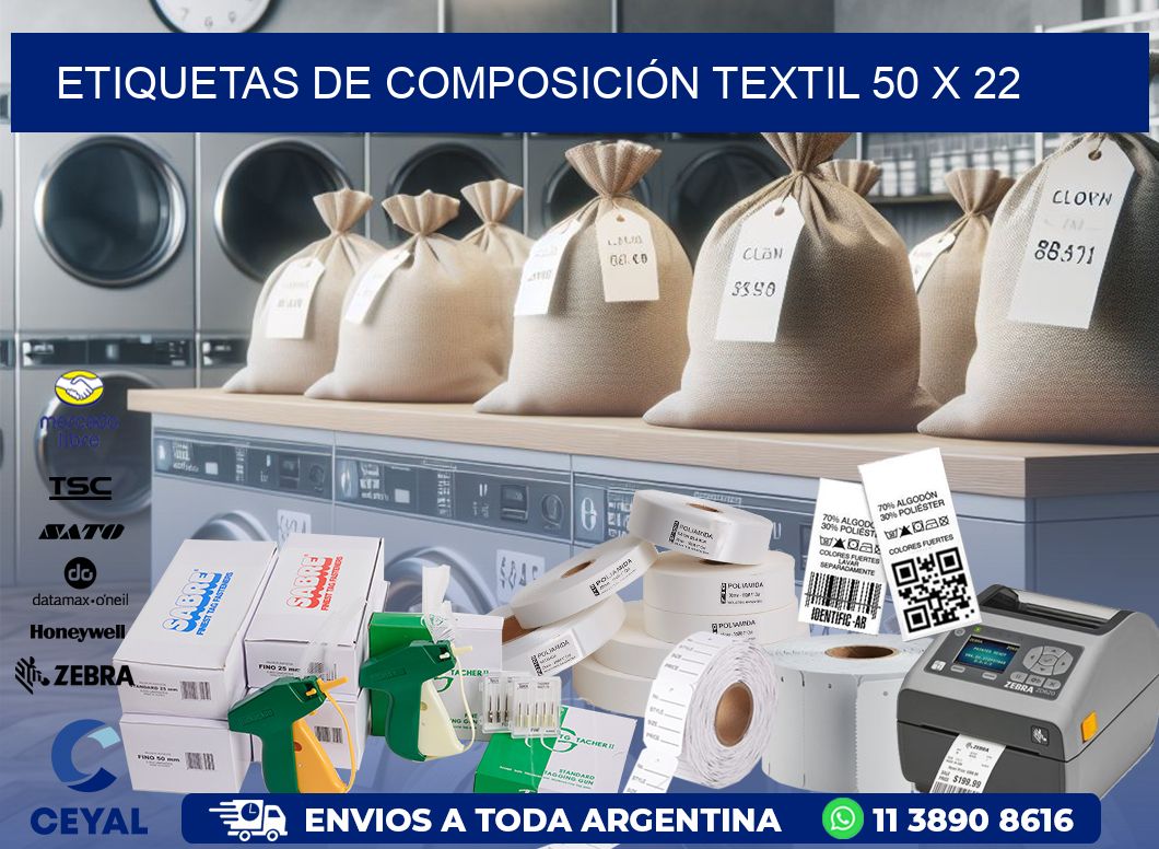 ETIQUETAS DE COMPOSICIÓN TEXTIL 50 x 22