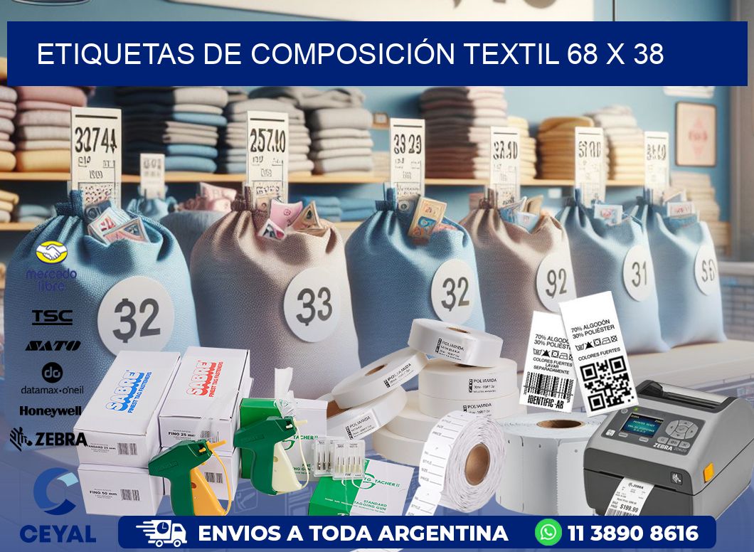 ETIQUETAS DE COMPOSICIÓN TEXTIL 68 x 38