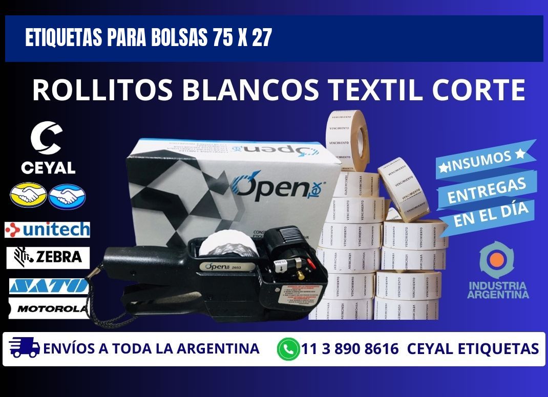 ETIQUETAS PARA BOLSAS 75 x 27