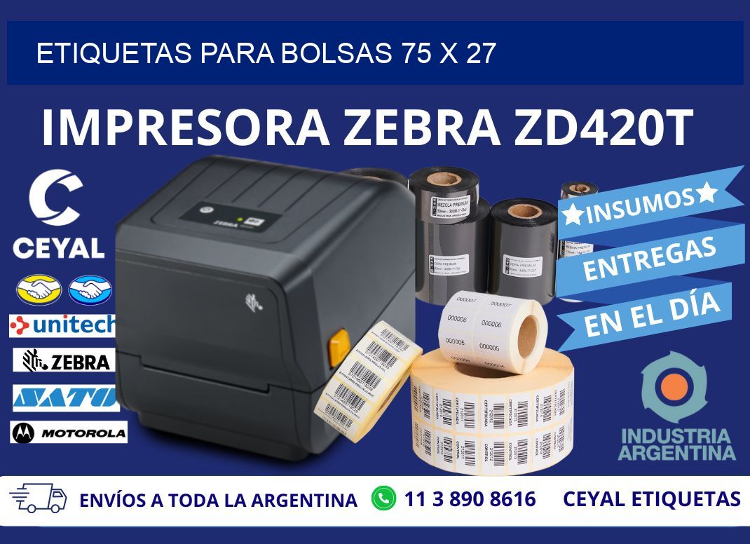 ETIQUETAS PARA BOLSAS 75 x 27