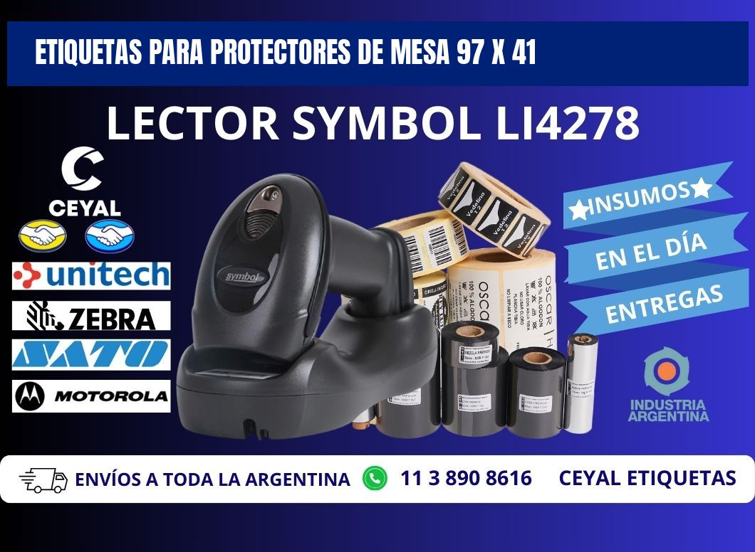 ETIQUETAS PARA PROTECTORES DE MESA 97 x 41