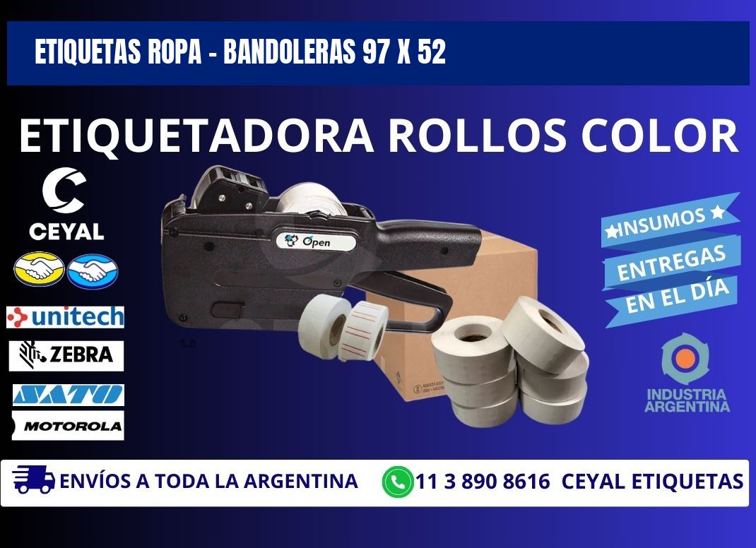 ETIQUETAS ROPA - BANDOLERAS 97 x 52