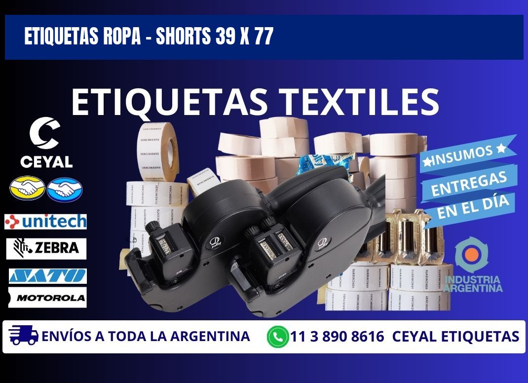 ETIQUETAS ROPA - SHORTS 39 x 77