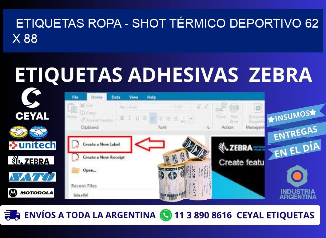 ETIQUETAS ROPA - SHOT TÉRMICO DEPORTIVO 62 x 88