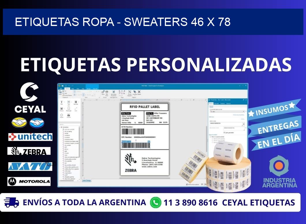 ETIQUETAS ROPA - SWEATERS 46 x 78