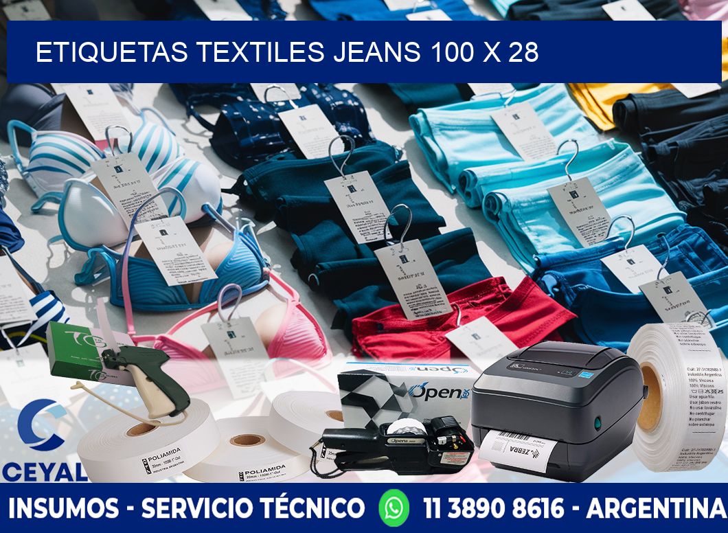 ETIQUETAS TEXTILES JEANS 100 x 28