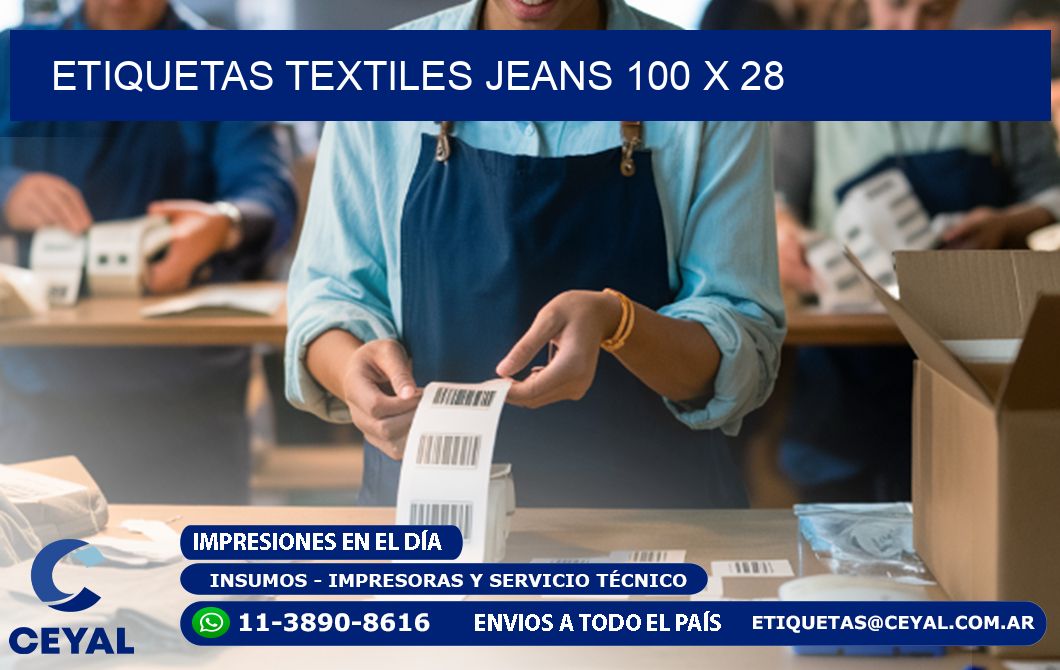 ETIQUETAS TEXTILES JEANS 100 x 28