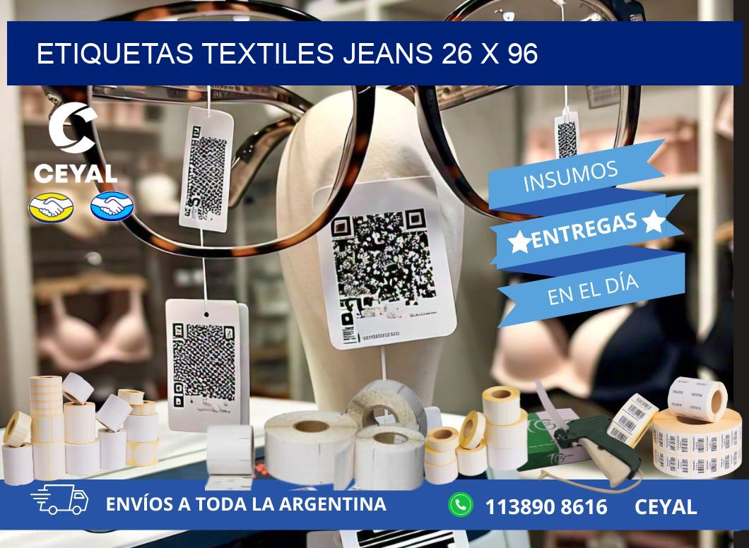 ETIQUETAS TEXTILES JEANS 26 x 96