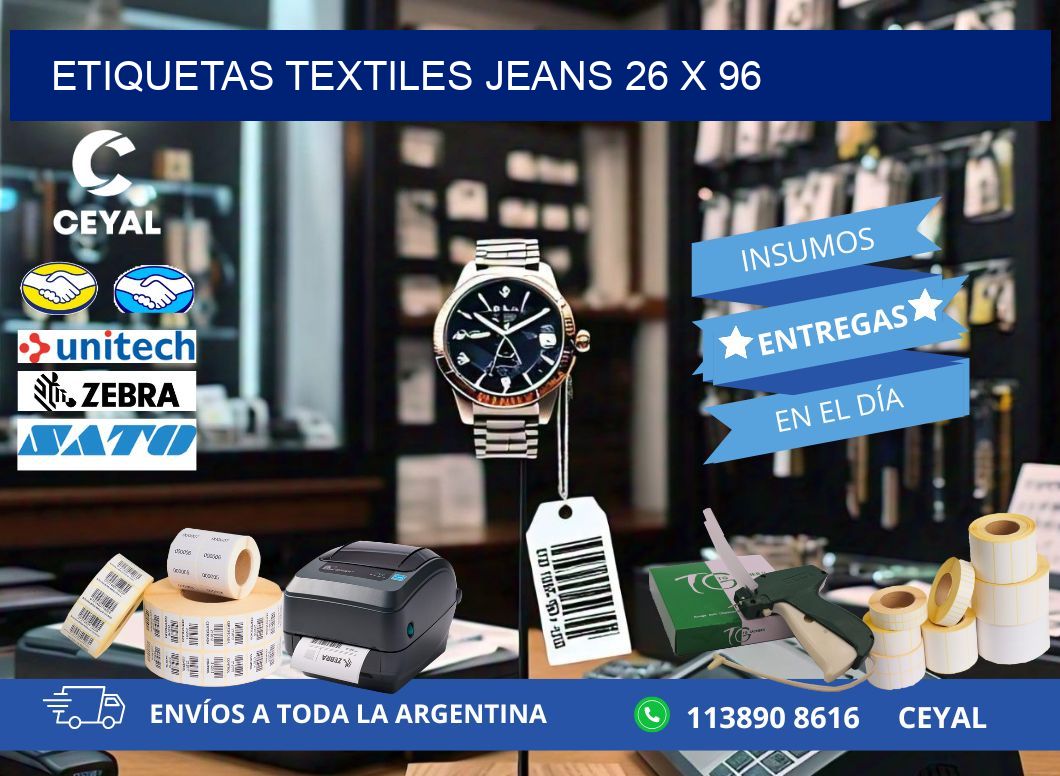 ETIQUETAS TEXTILES JEANS 26 x 96