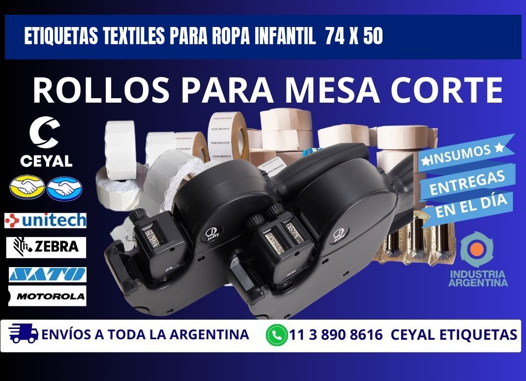 ETIQUETAS TEXTILES PARA ROPA INFANTIL  74 x 50