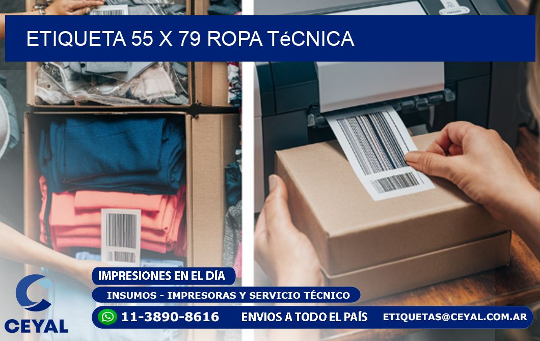 Etiqueta 55 x 79 ropa técnica