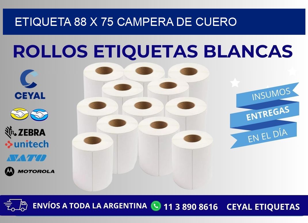 Etiqueta 88 x 75 campera de cuero