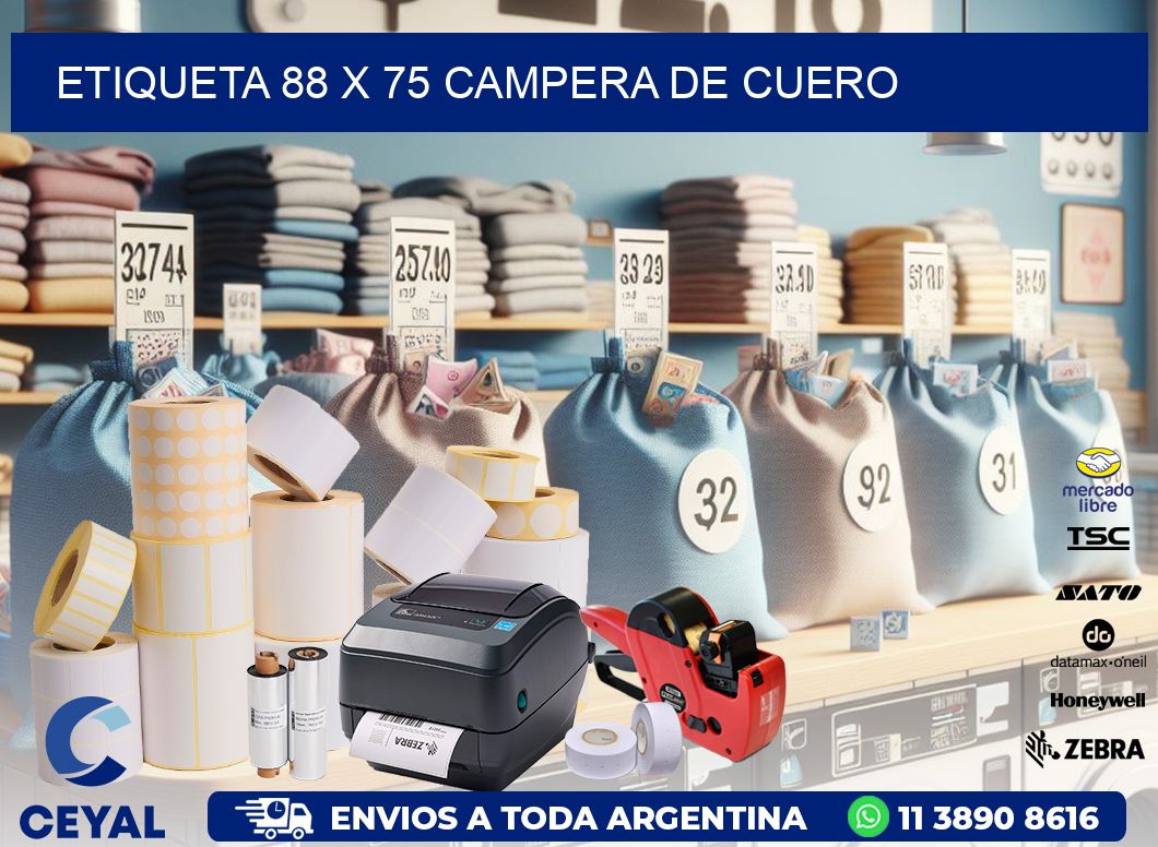 Etiqueta 88 x 75 campera de cuero