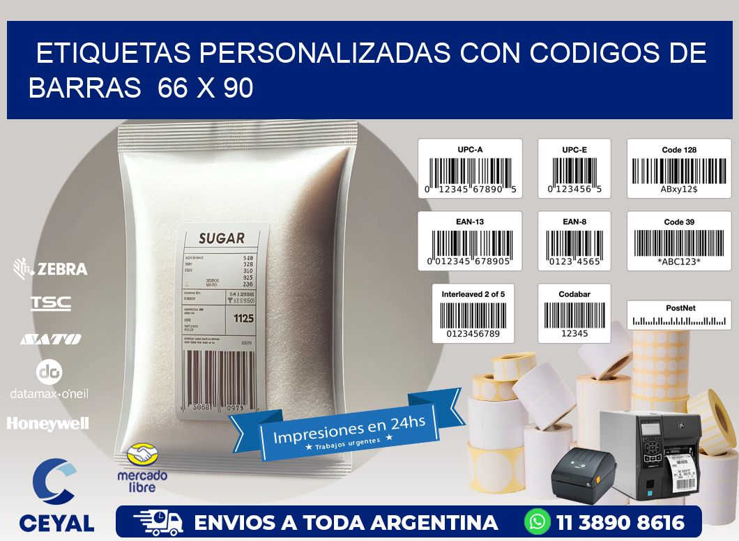 Etiquetas Personalizadas con Codigos de Barras  66 x 90