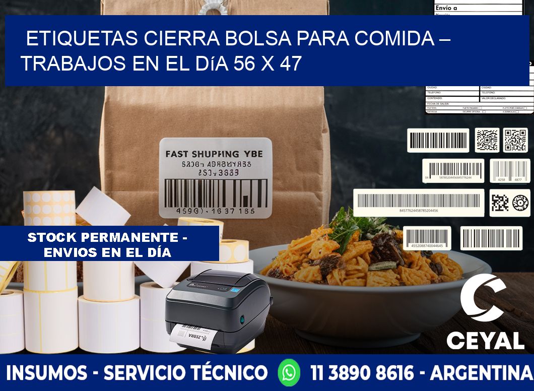 Etiquetas cierra bolsa para comida – Trabajos en el día 56 x 47