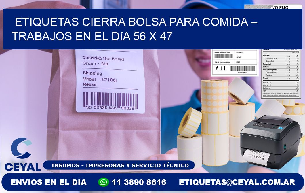 Etiquetas cierra bolsa para comida – Trabajos en el día 56 x 47