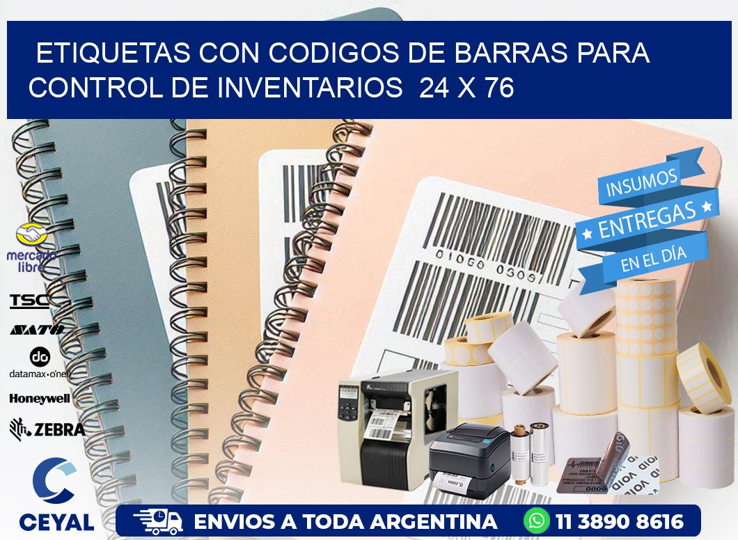 Etiquetas con Codigos de Barras para Control de Inventarios  24 x 76