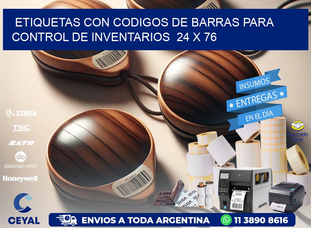 Etiquetas con Codigos de Barras para Control de Inventarios  24 x 76