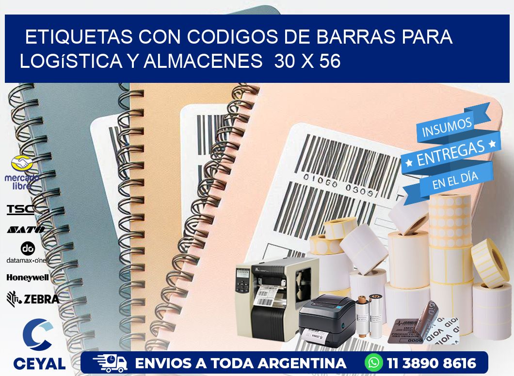 Etiquetas con Codigos de Barras para Logística y Almacenes  30 x 56