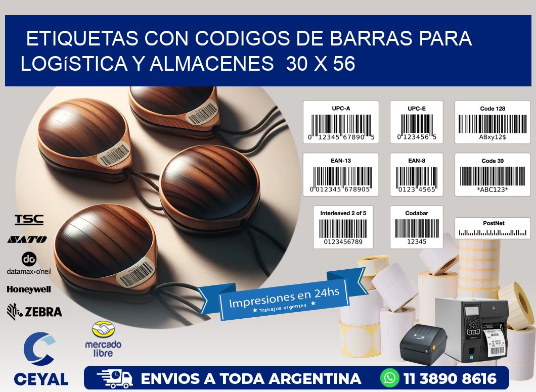 Etiquetas con Codigos de Barras para Logística y Almacenes  30 x 56