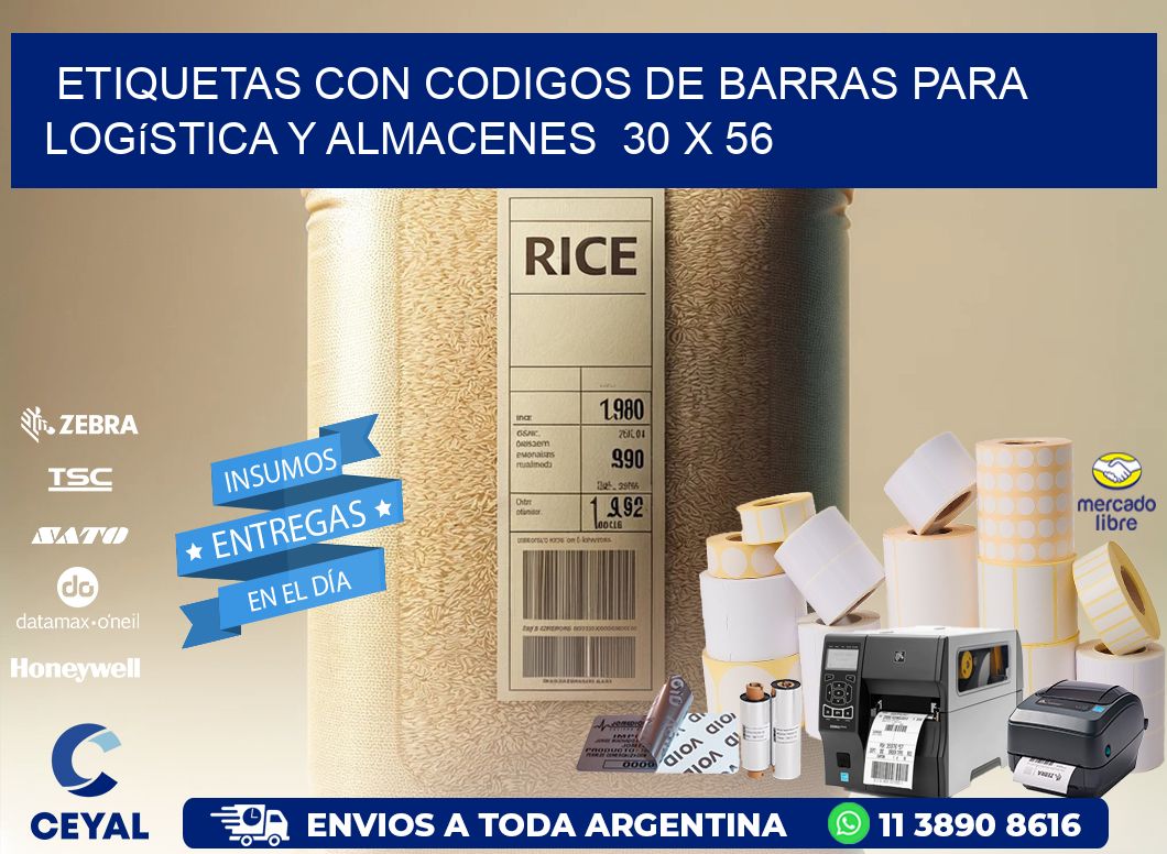 Etiquetas con Codigos de Barras para Logística y Almacenes  30 x 56