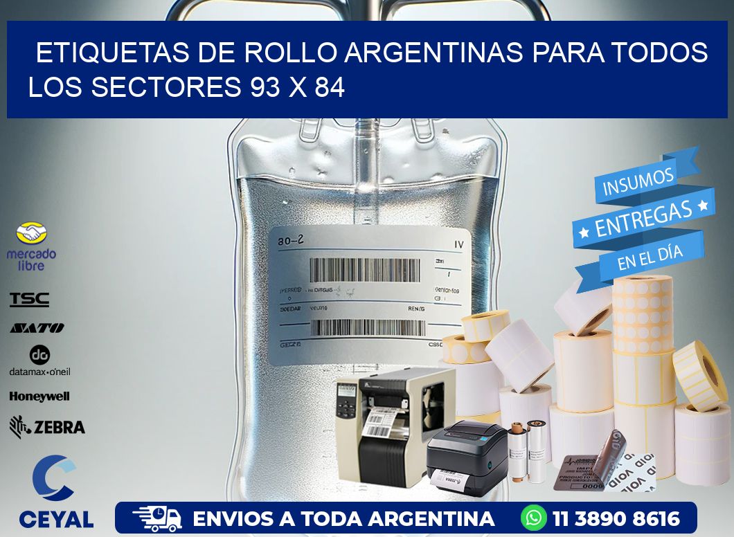 Etiquetas de Rollo Argentinas para Todos los Sectores 93 x 84