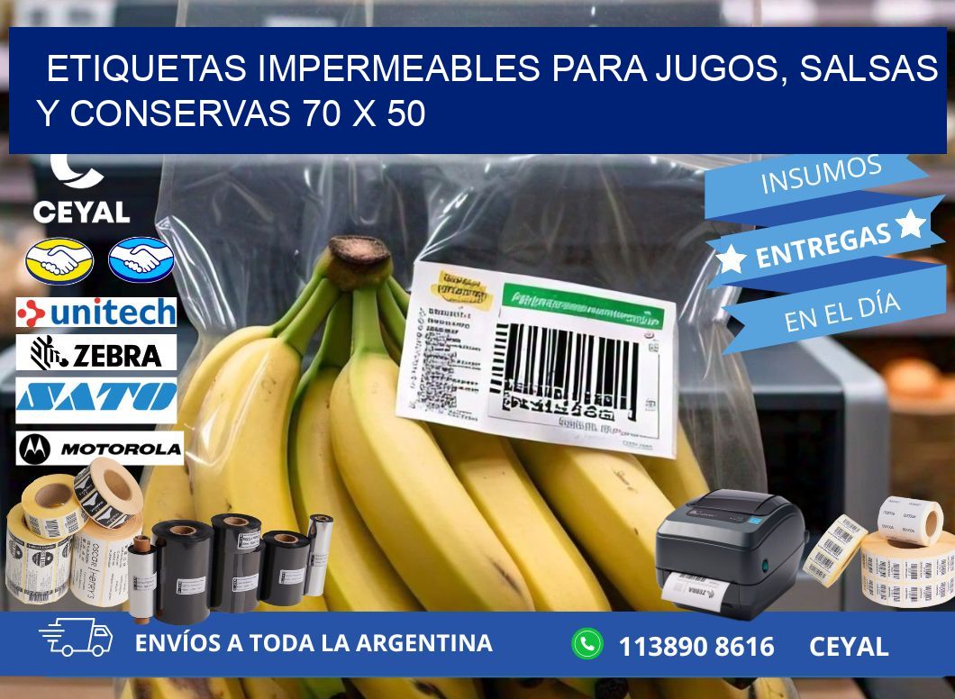 Etiquetas impermeables para jugos, salsas y conservas 70 x 50