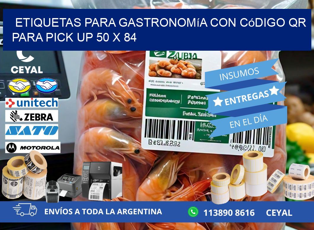 Etiquetas para gastronomía con código QR para pick up 50 x 84