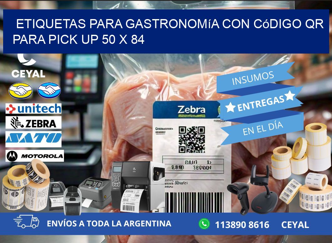 Etiquetas para gastronomía con código QR para pick up 50 x 84