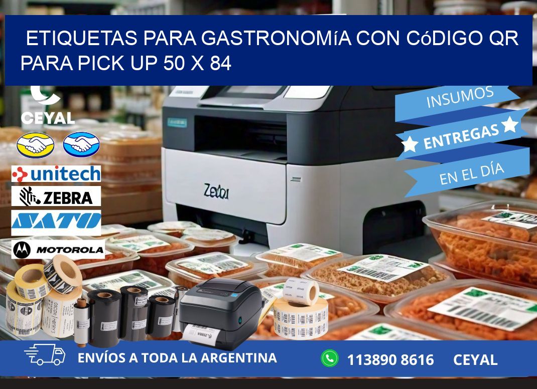 Etiquetas para gastronomía con código QR para pick up 50 x 84