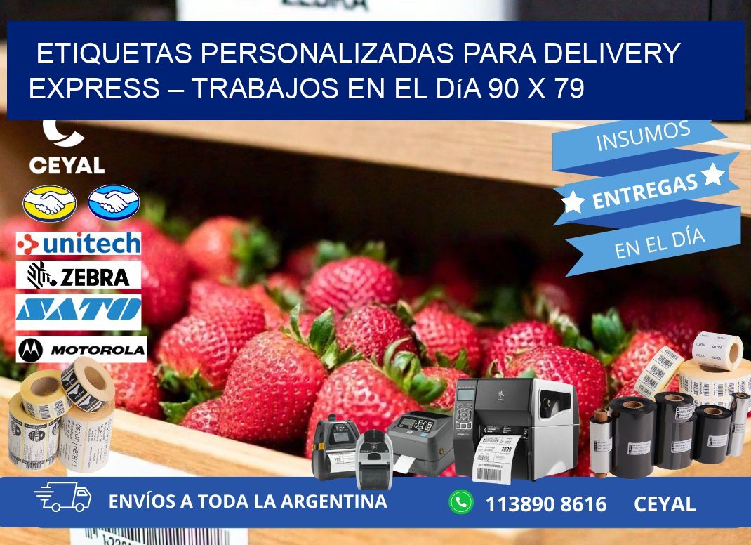 Etiquetas personalizadas para delivery express – Trabajos en el día 90 x 79