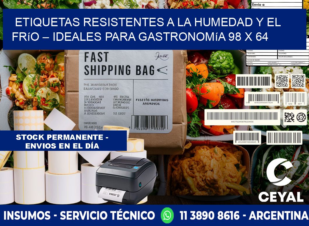 Etiquetas resistentes a la humedad y el frío – Ideales para gastronomía 98 x 64