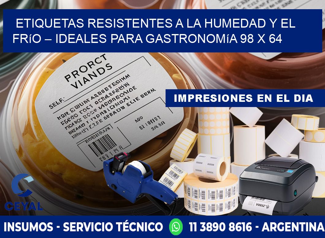 Etiquetas resistentes a la humedad y el frío – Ideales para gastronomía 98 x 64