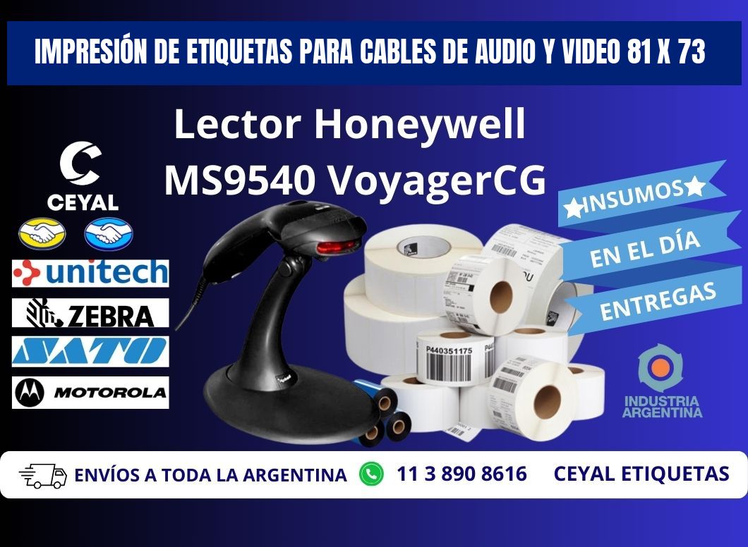 IMPRESIÓN DE ETIQUETAS PARA CABLES DE AUDIO Y VIDEO 81 x 73