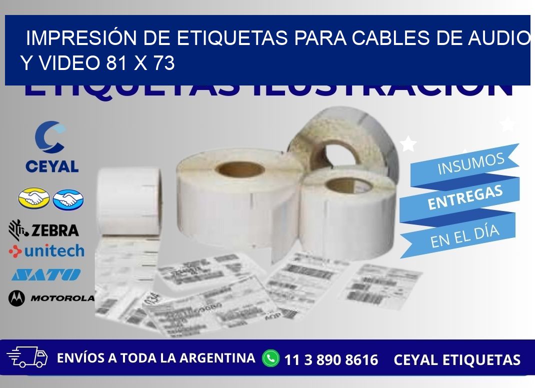 IMPRESIÓN DE ETIQUETAS PARA CABLES DE AUDIO Y VIDEO 81 x 73