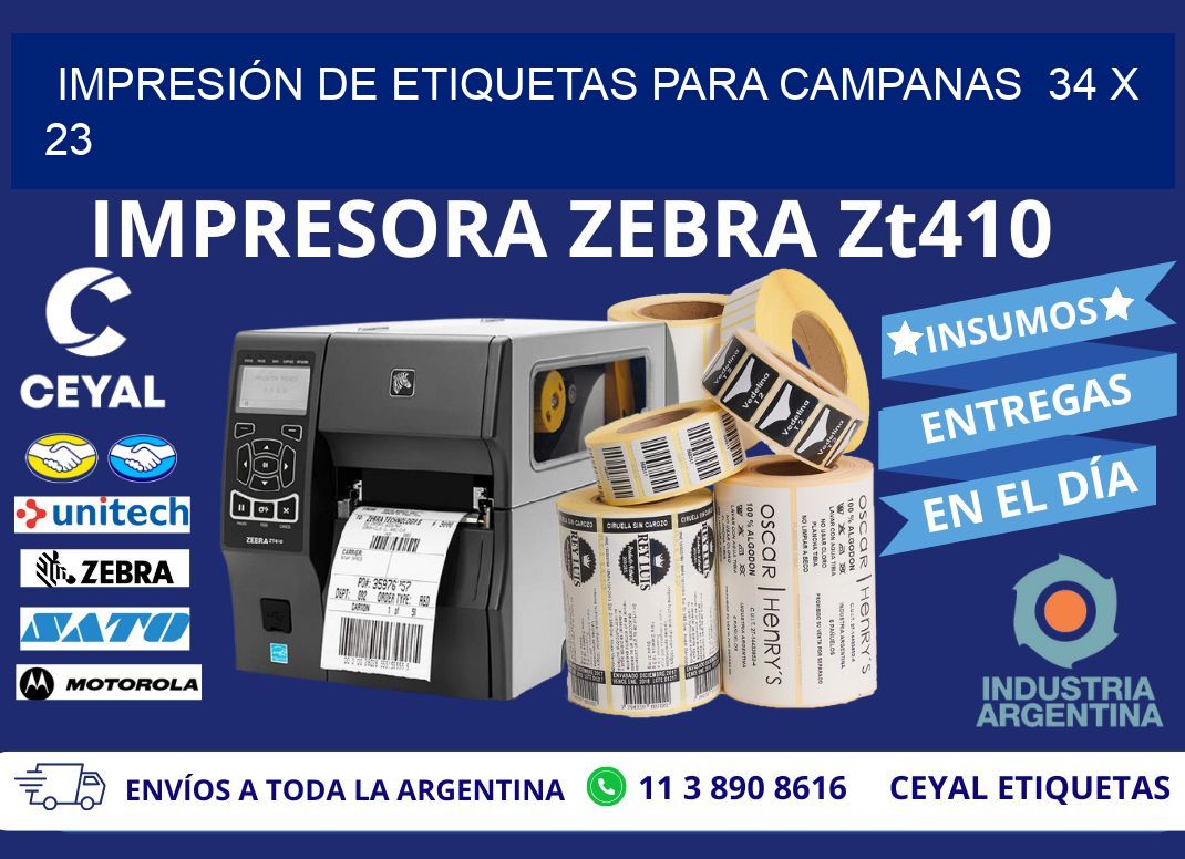 IMPRESIÓN DE ETIQUETAS PARA CAMPANAS  34 x 23