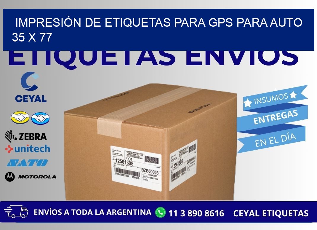 IMPRESIÓN DE ETIQUETAS PARA GPS PARA AUTO 35 x 77