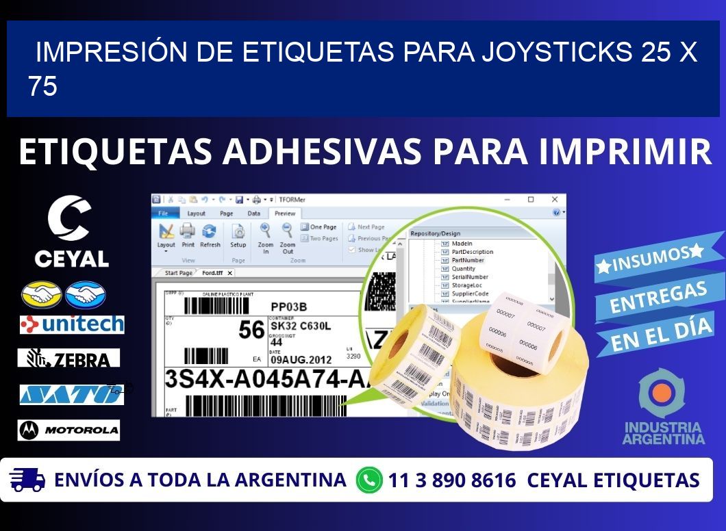 IMPRESIÓN DE ETIQUETAS PARA JOYSTICKS 25 x 75