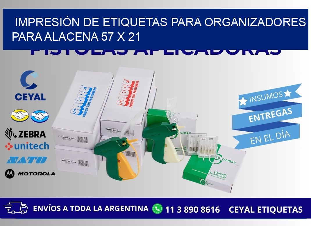 IMPRESIÓN DE ETIQUETAS PARA ORGANIZADORES PARA ALACENA 57 x 21