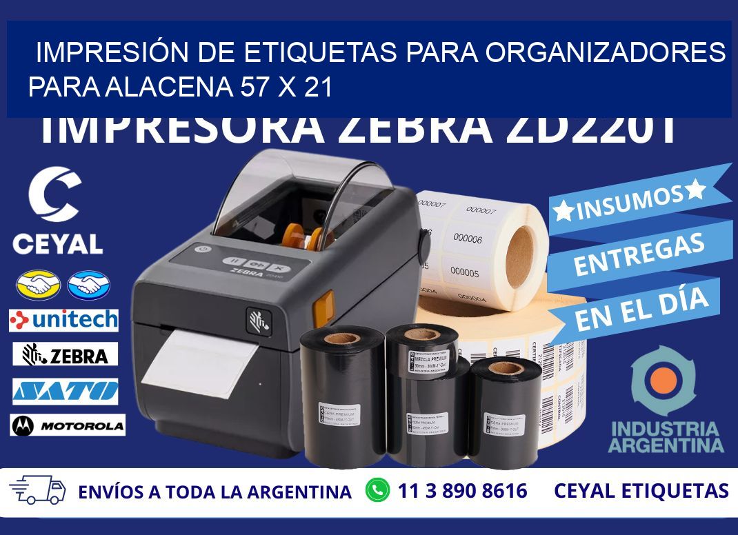 IMPRESIÓN DE ETIQUETAS PARA ORGANIZADORES PARA ALACENA 57 x 21