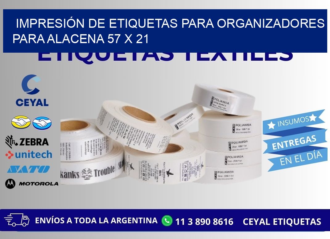 IMPRESIÓN DE ETIQUETAS PARA ORGANIZADORES PARA ALACENA 57 x 21