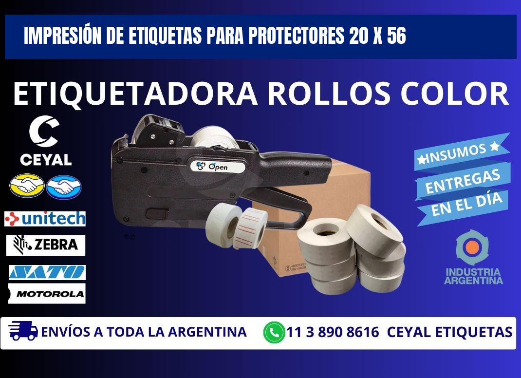 IMPRESIÓN DE ETIQUETAS PARA PROTECTORES 20 x 56