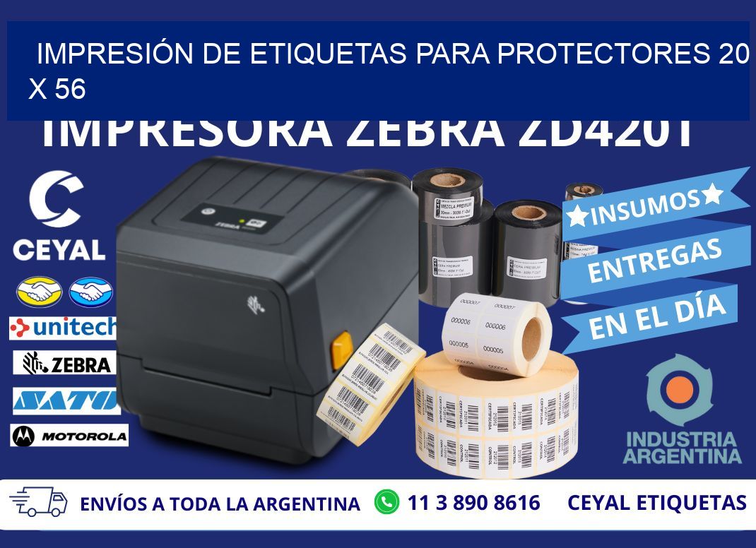 IMPRESIÓN DE ETIQUETAS PARA PROTECTORES 20 x 56