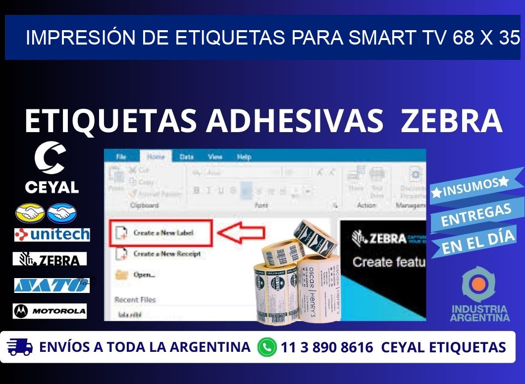 IMPRESIÓN DE ETIQUETAS PARA SMART TV 68 x 35