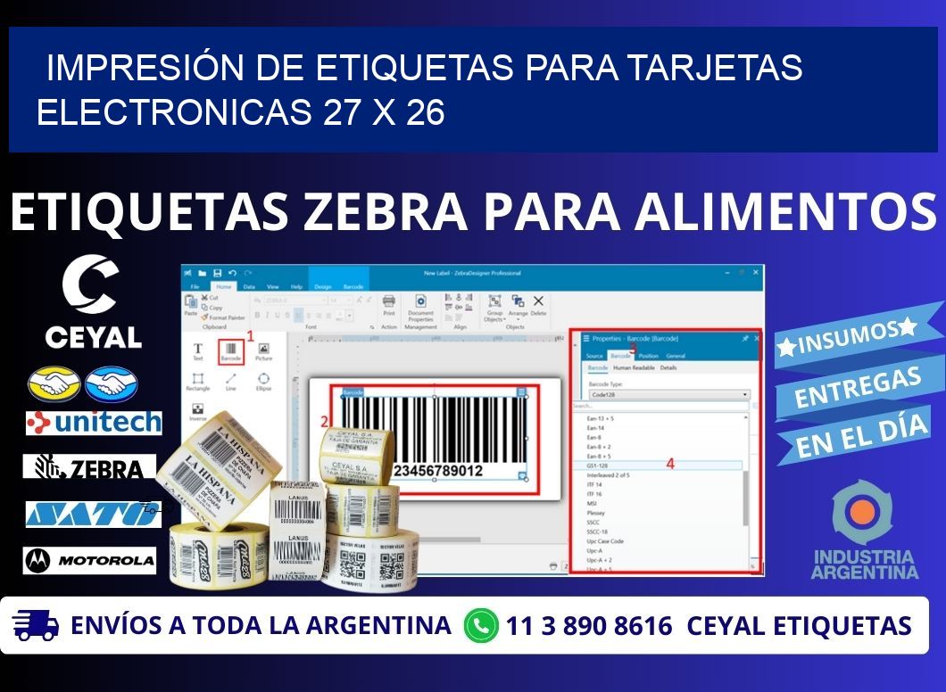 IMPRESIÓN DE ETIQUETAS PARA TARJETAS ELECTRONICAS 27 x 26