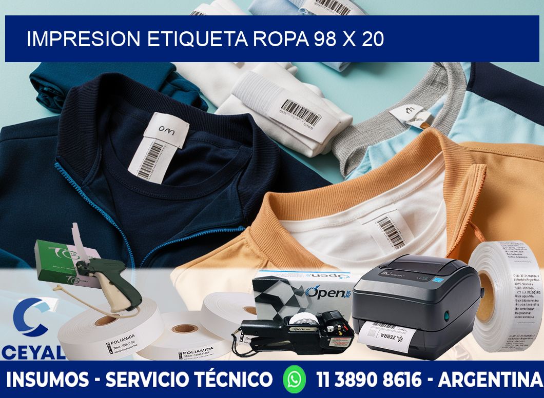 IMPRESION ETIQUETA ROPA 98 x 20